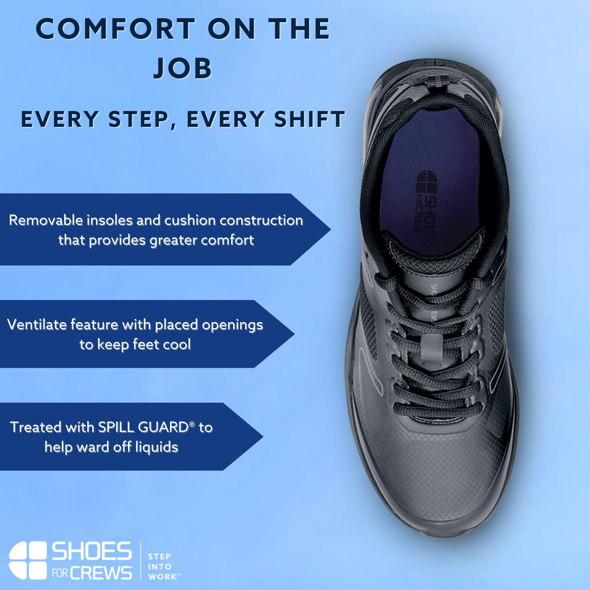 Slip-Resistant & Waterproof Women's Work Shoes - Shoes for Crews Revolution II in Black | Medium & Wide Sizes Available | Ideal for Restaurant, Healthcare & Hospitality Professionals