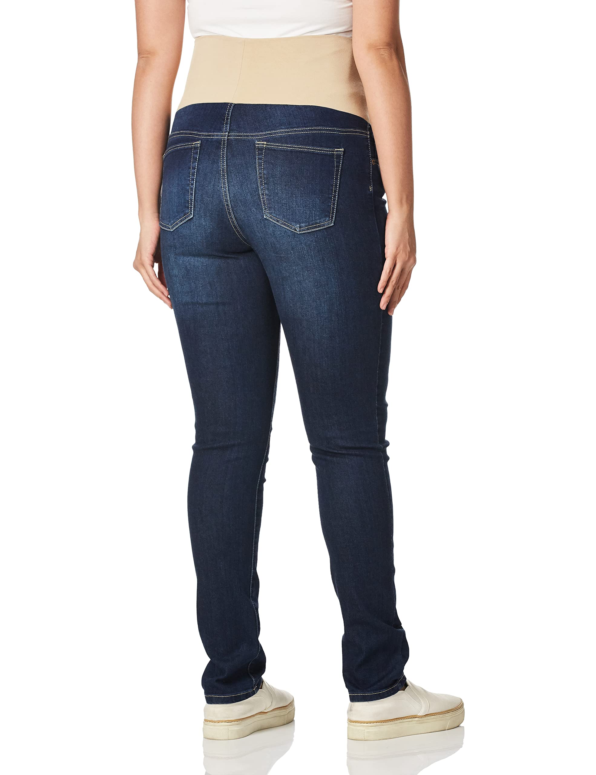 Three Seasons Maternity Women's Stretch Skinny Denim Jeans with Comfortable Nude Belly Band - Dark Wash, XX-Large Size - Perfect for Pregnancy Workwear & Everyday Comfort