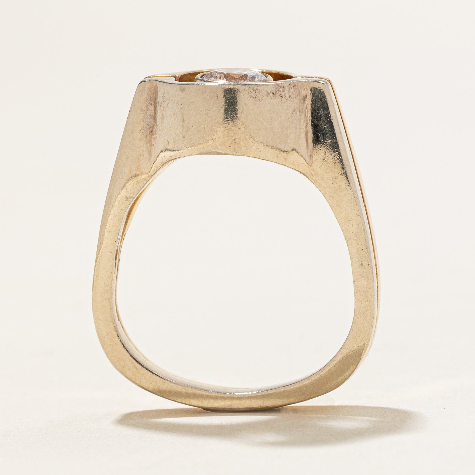 Elegant Two-Tone Gold Bezel Set Diamond Open Ring | 0.50ct | Size 6.5 | Perfect for Engagement, Anniversary & Special Occasions