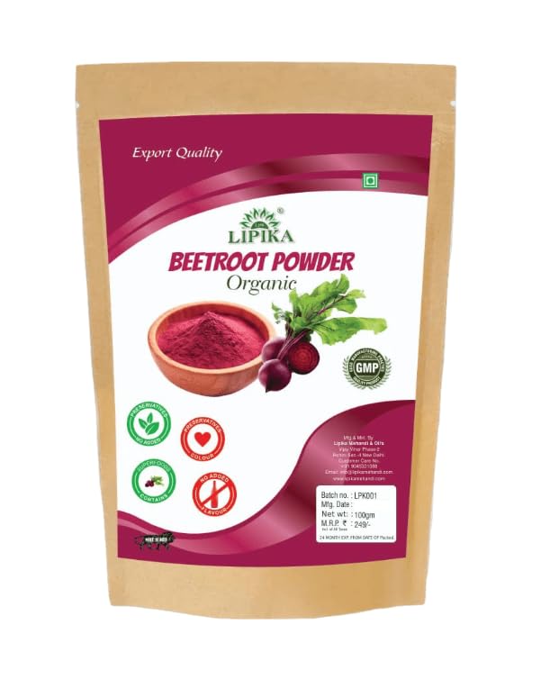 100% Pure Natural Beetroot Powder for Skin Brightening - Glowing Face, Rosy Cheeks & Healthy Pinkish Skin | Organic Face Pack in Eco-Friendly Paper Pouch (100g) | Perfect for DIY Skincare & Natural Beauty Routines
