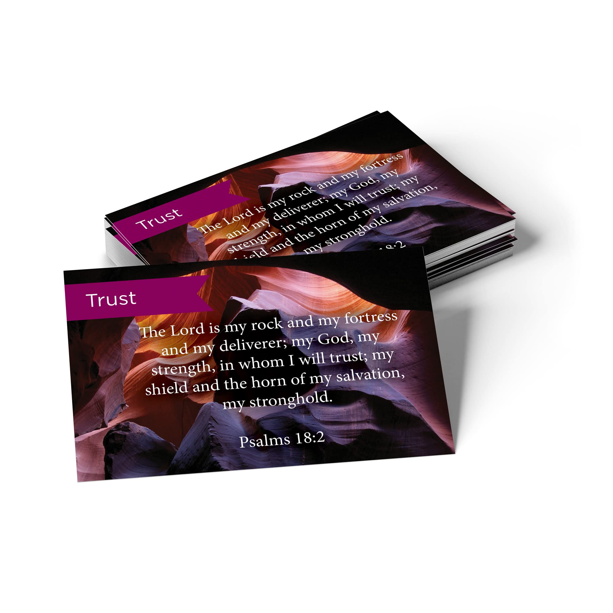 Trust Scripture Cards - Psalm 18:2, Pack of 25 Inspirational Bible Verse Wallet Cards for Devotional, Bible Study & Memorization | Christian Encouragement Greeting Cards for Women, Men, Bible Study Groups & Church Events