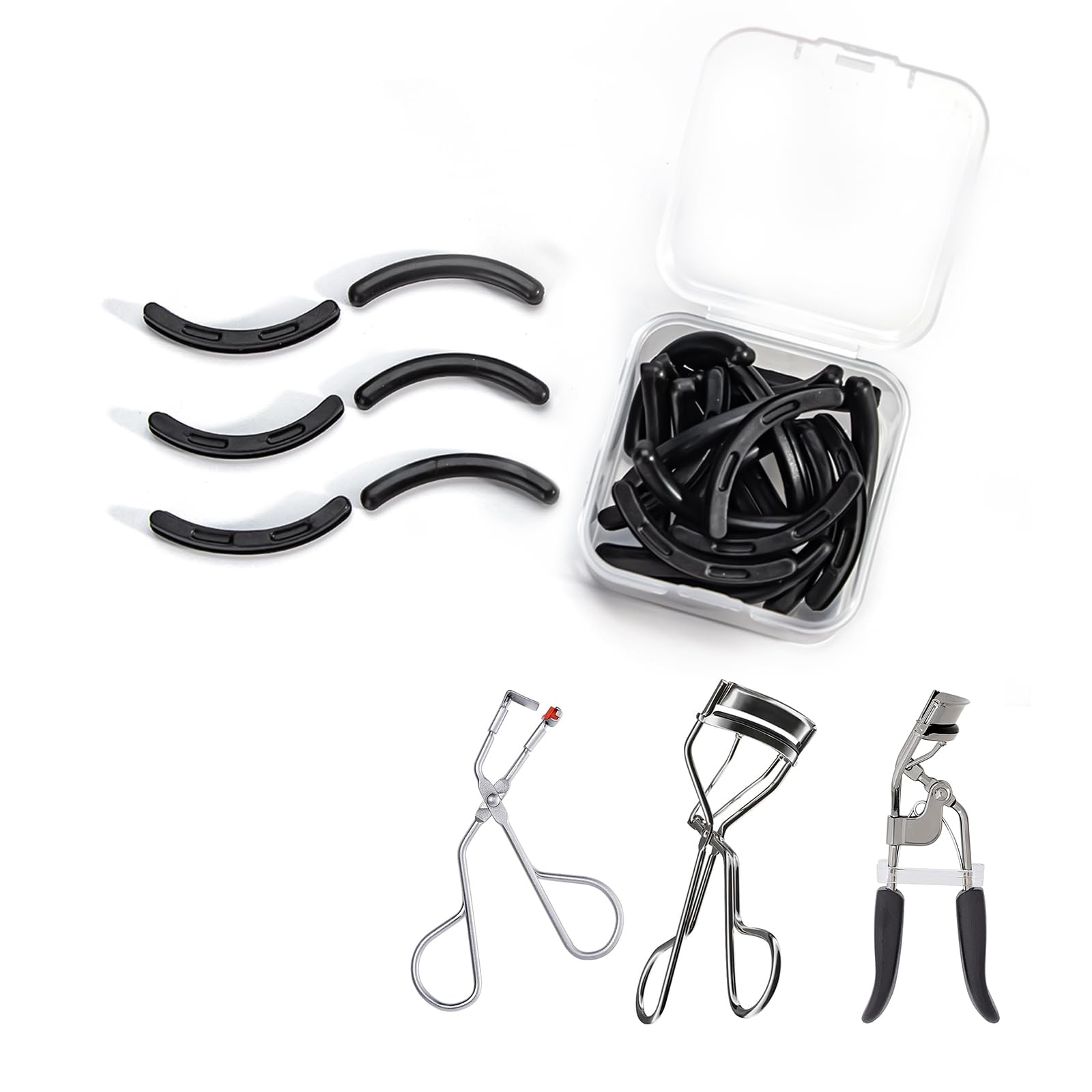 Shiseido Eyelash Curler Refill Pads 24PCS - Silicone Lash Curler Replacement Pads Compatible with Revlon, Elf, Shu Uemura - Perfect for Home & Travel Makeup Kits