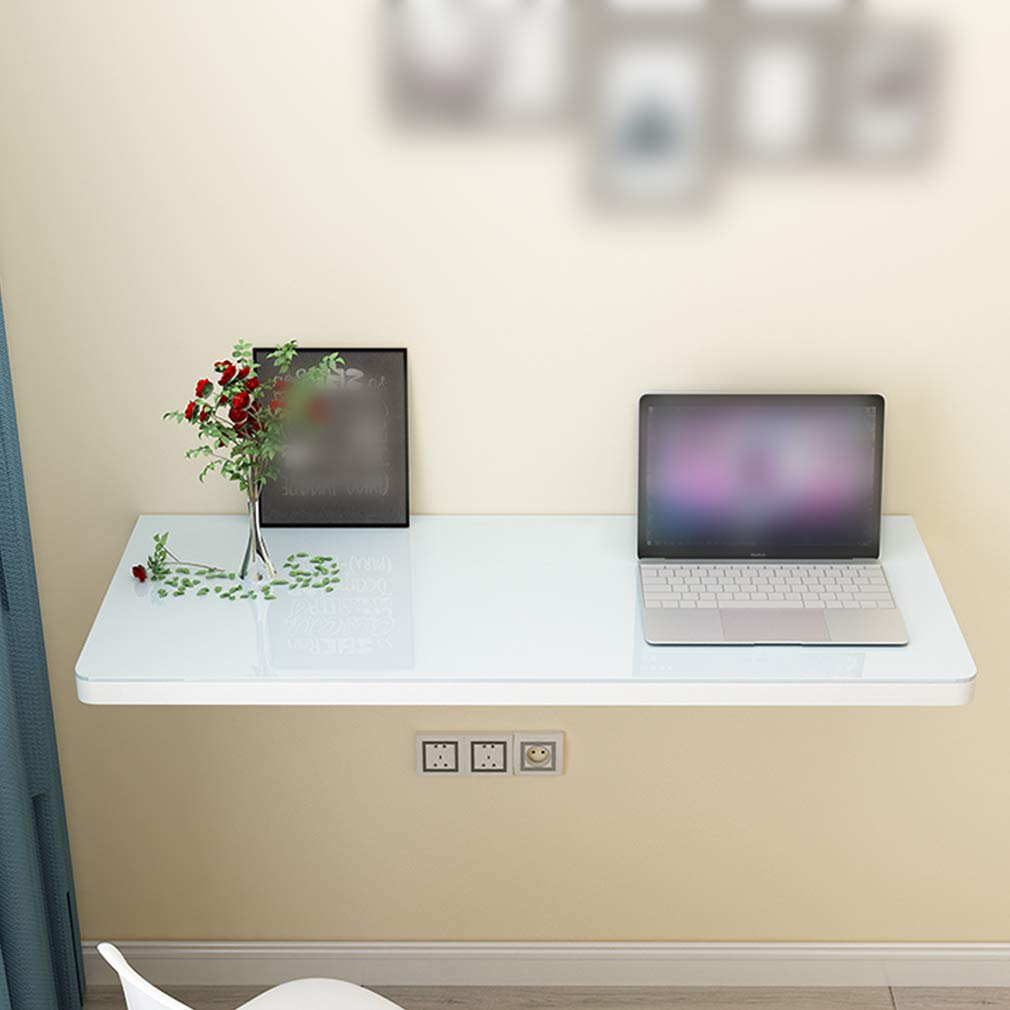 Multi-Function Wall-Mounted Floating Desk - Folding Computer & Dining Table with Tempered Glass - Space-Saving Workbench for Home Office, Kitchen, Laundry (100x40cm/39x16in) - Perfect for Small Apartments & Modern Workspaces