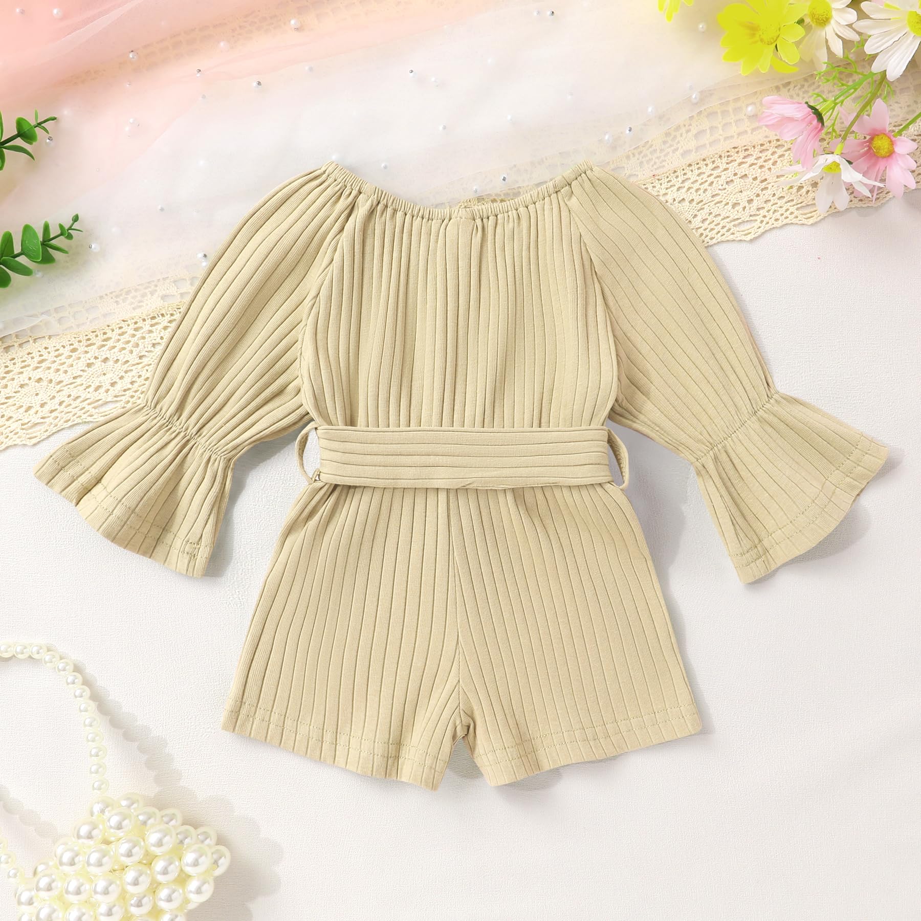 YOUNGER TREE Toddler Girls Sunflower Print Off-Shoulder Romper Jumpsuit - Summer Outfit for Baby & Kids - Perfect for Playdates, Beach Trips & Outdoor Adventures