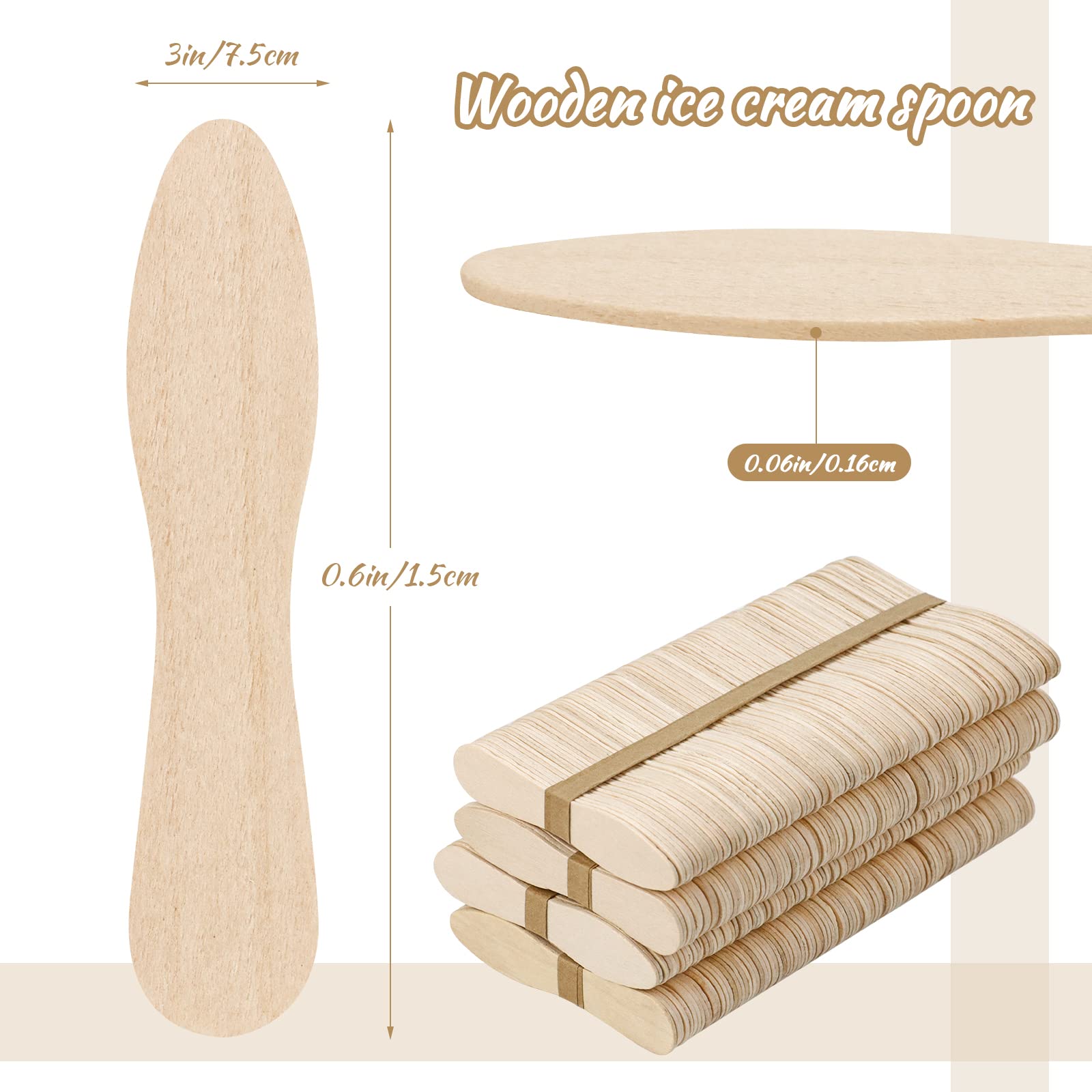 400 Pcs 3 Inch Wooden Ice Cream Spoons - Disposable Mini Tasting Spoons for Desserts, Sampling, Crafts, Parties & Catering - Eco-Friendly Small Wood Spoons for Ice Cream, Yogurt, Candy & DIY Projects