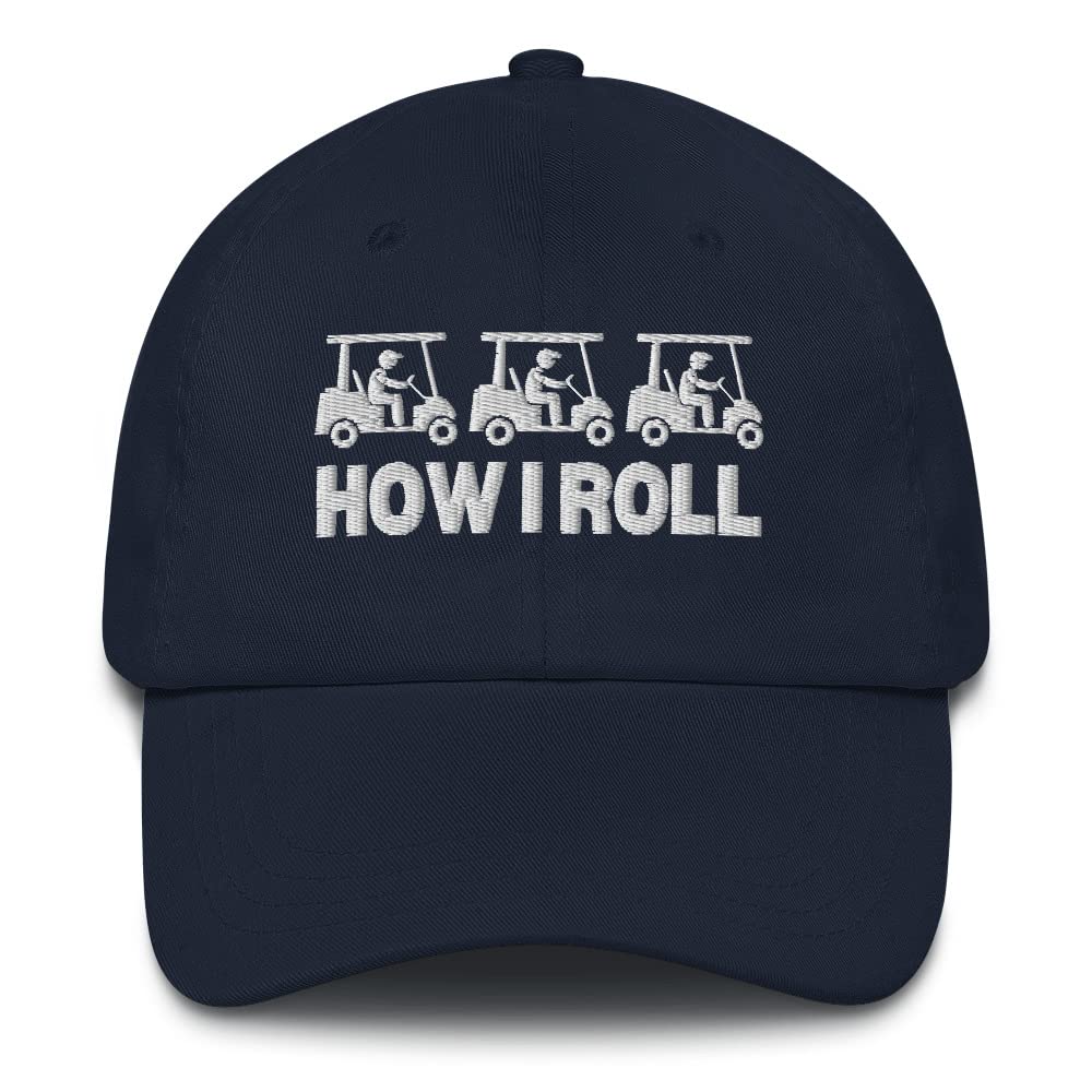 Funny Golf Hat with Golf Carts Design - Adjustable Dad Cap for Men & Women - Perfect for Golf Courses, Driving Range & Casual Wear