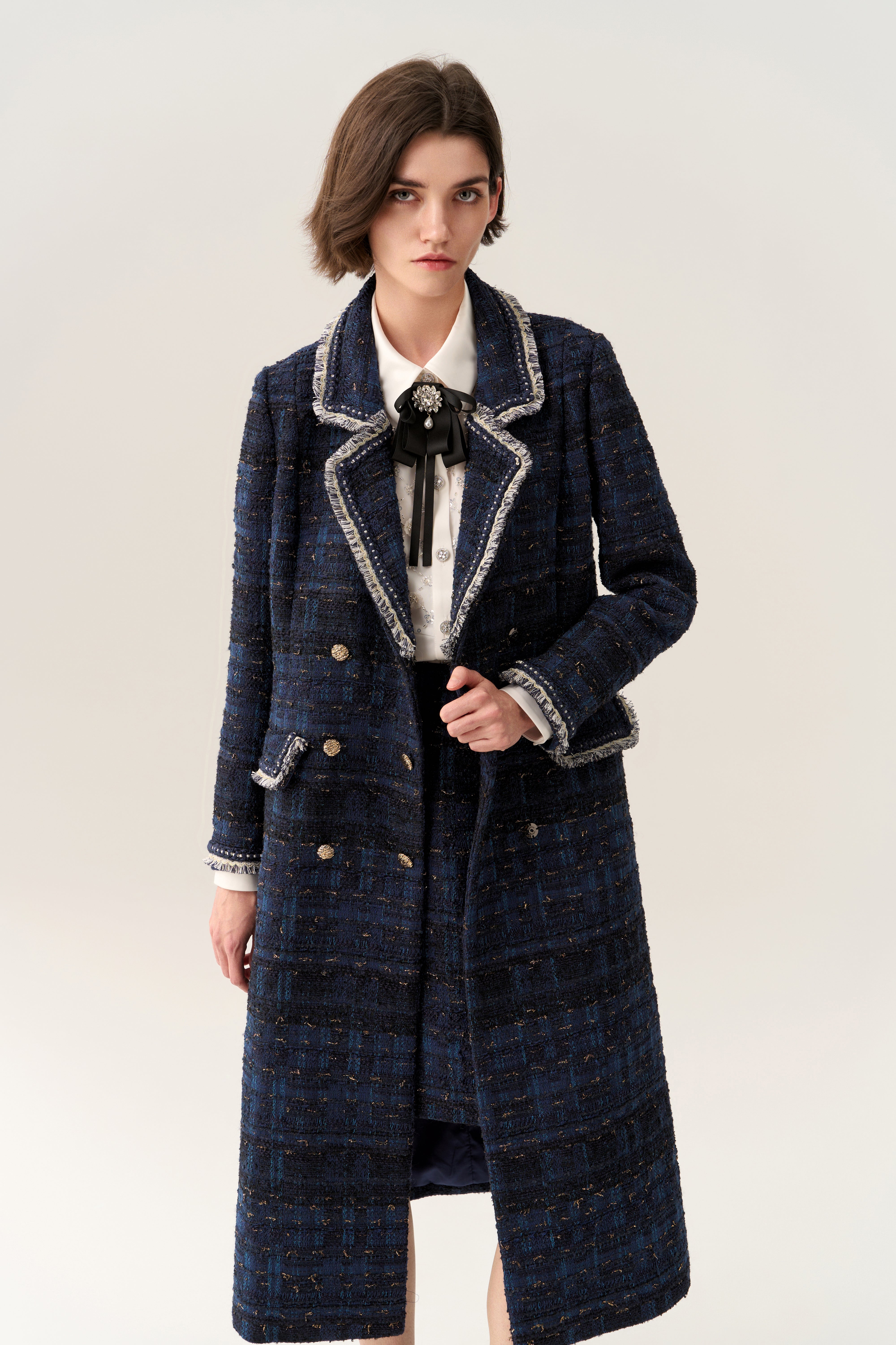 Elegant Notched Lapel Double Breasted Maxi Coat for Women - Winter Fashion Outerwear for Office, Party & Formal Occasions