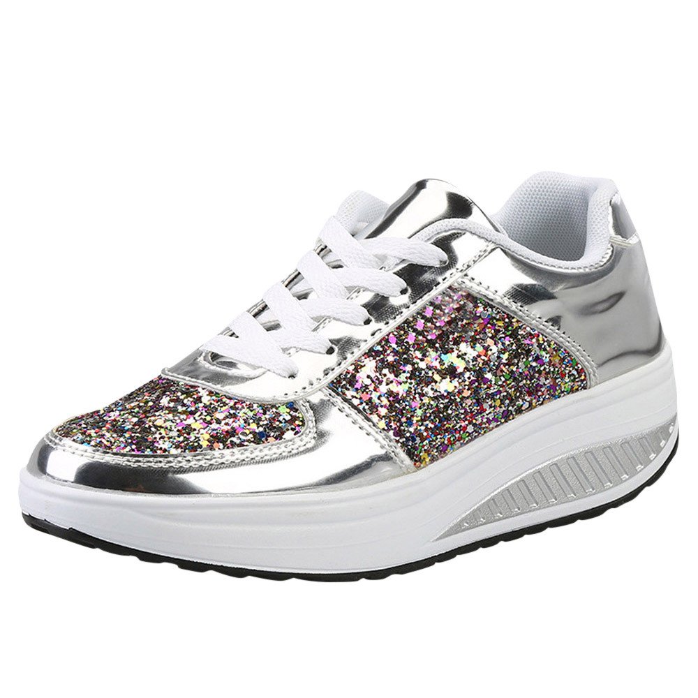 Women's Fashion Sequins Wedge Sneakers - Stylish Comfort for Casual Wear, Parties & Night Out