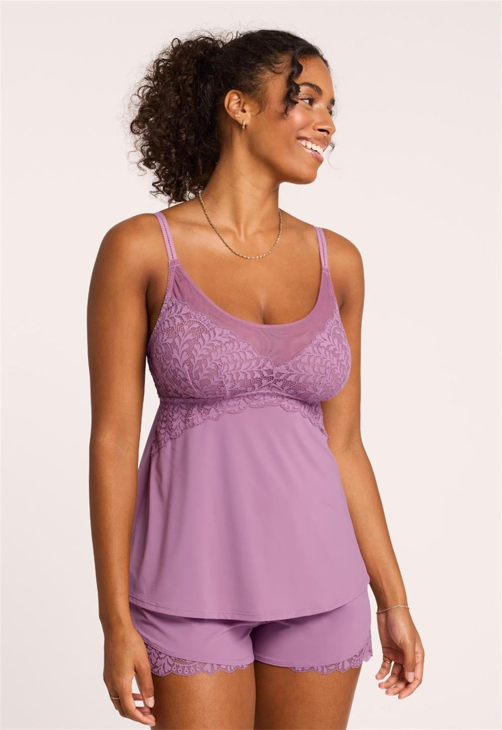 Berry Garden Women's Bust Support Cami & Shorts Set - Comfortable Sleepwear & Loungewear for Relaxing at Home