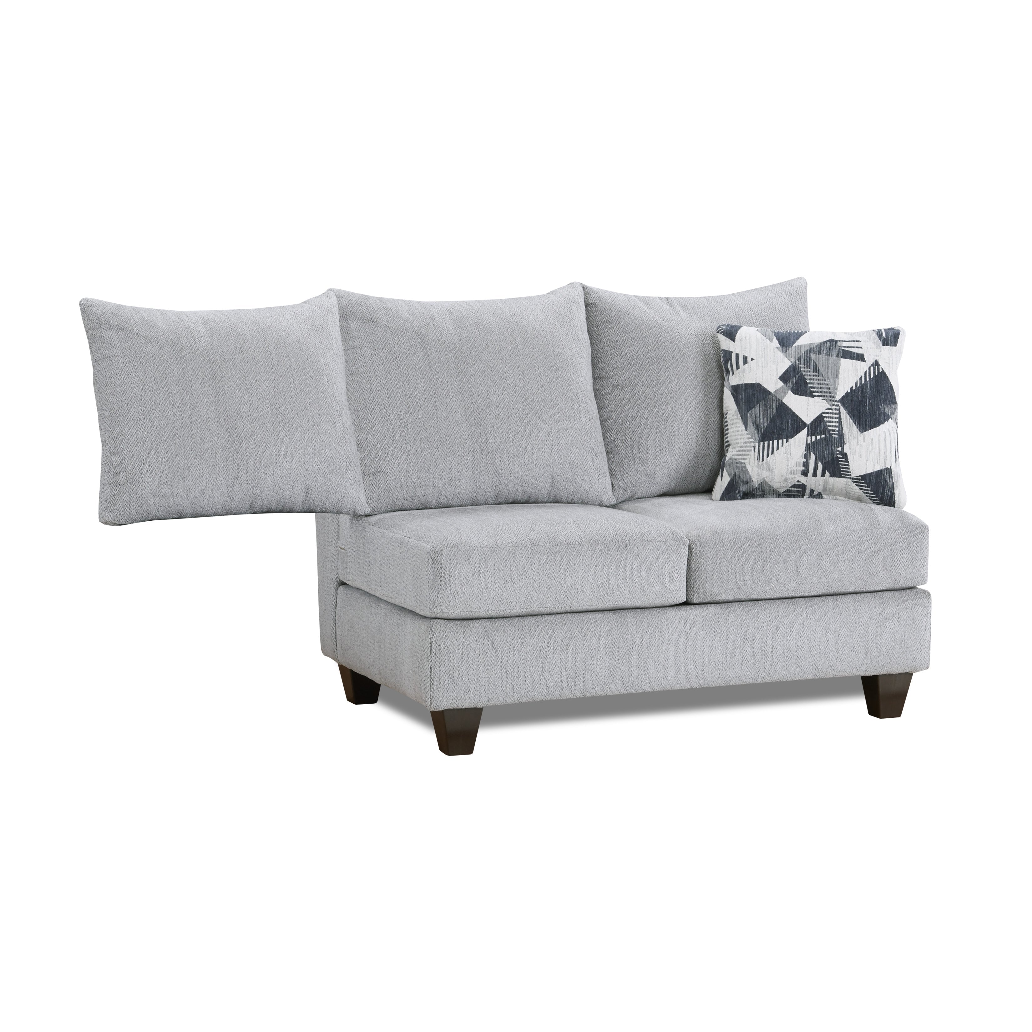 Duleek Upholstered Armless Loveseat in Herringbone Silver Fabric - Compact Sofa for Small Spaces, Living Room, Bedroom or Office