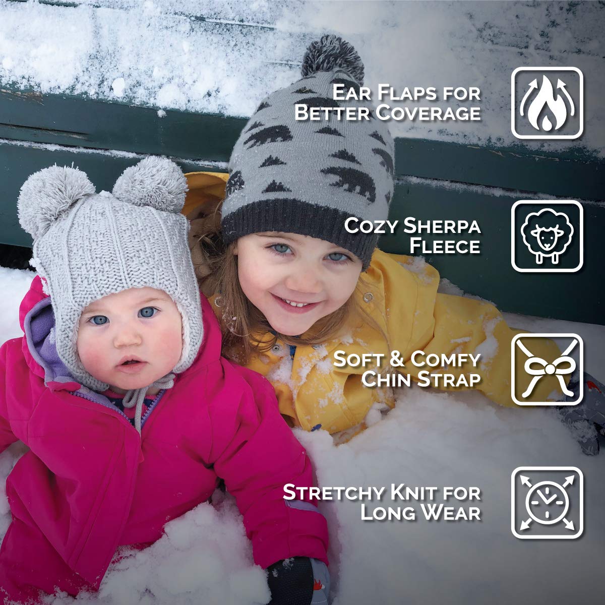 JAN & JUL Baby Bear Knit Winter Hat for Toddlers - Soft Warm Beanie for Infants & Kids - Perfect for Cold Weather, Outdoor Play & Family Photos
