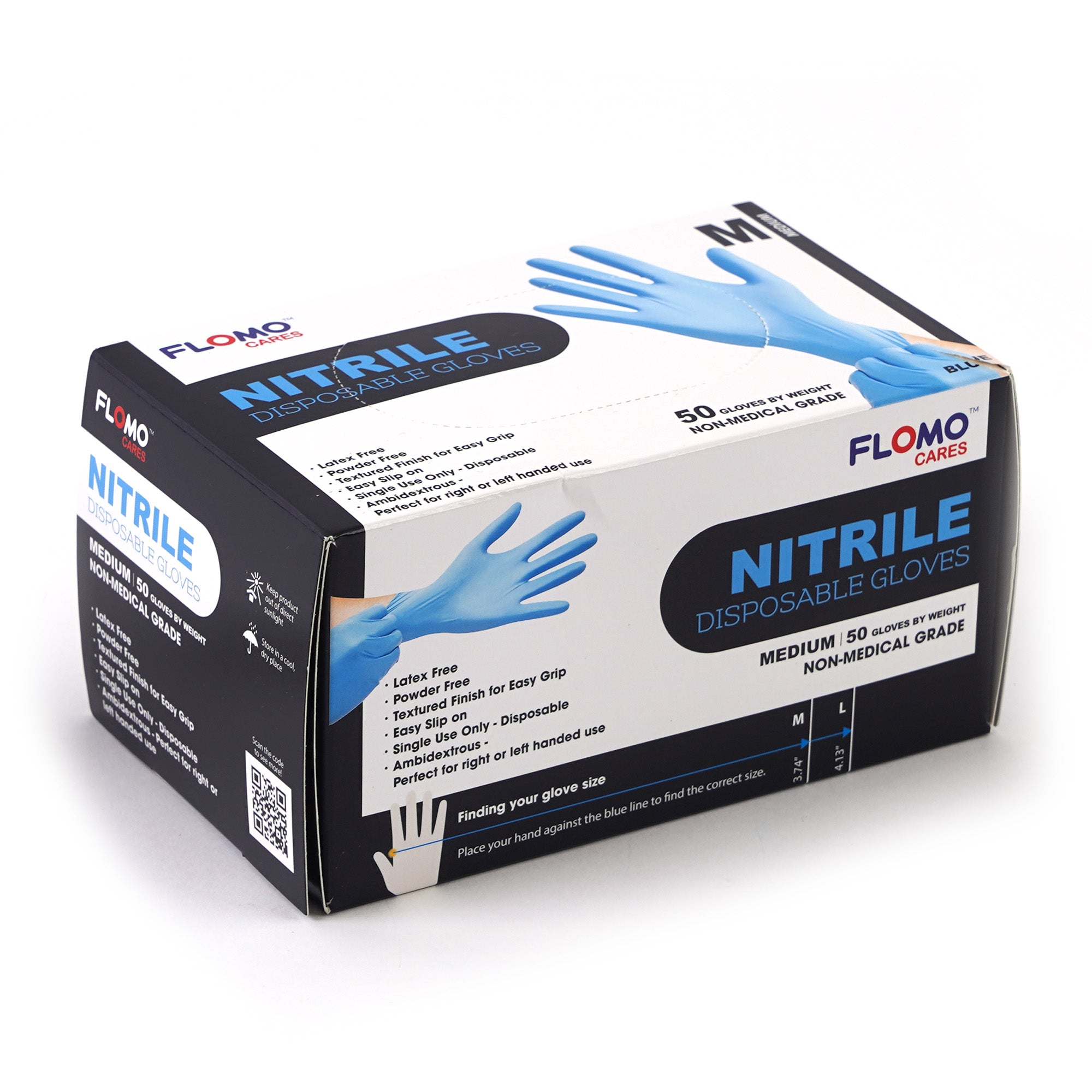50 Count Medium Blue Nitrile Gloves - Disposable, Powder-Free, Latex-Free Safety Gloves for Medical, Cleaning, Food Handling & Industrial Use