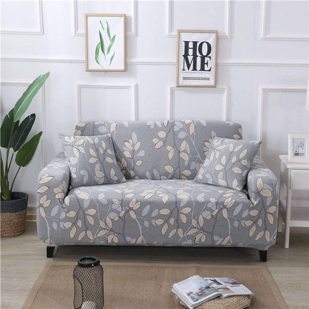 HKPLDE Floral Print Stretch Sofa Slipcover - 4 Seater (91-110 inch) with 2 Pillow Cases, Furniture Protector for Living Room, Home Decor | Fits Most Couches | Easy to Clean & Install