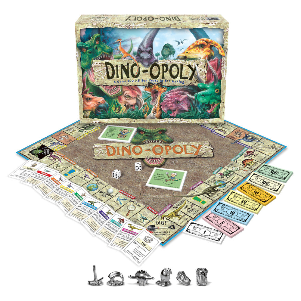 DINO OPOLY Prehistoric Dinosaur Themed Board Game - Family Fun Strategy Game for Kids & Adults - Perfect for Game Nights, Birthday Parties & Educational Play