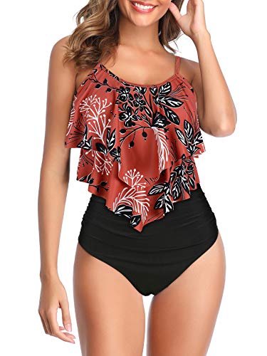 21 Red&black Leaf Print