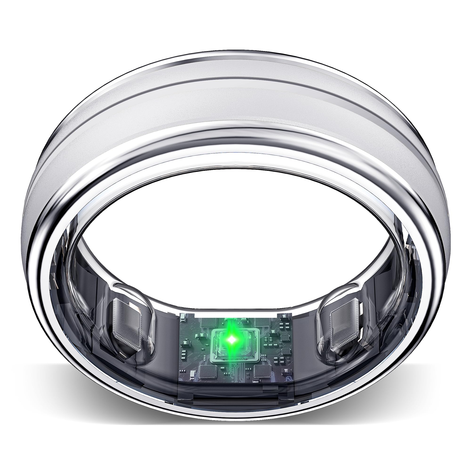 Smart Fitness Ring for Women & Men - Waterproof Activity Tracker with Heart Rate Monitor, Sleep & Step Counter | iOS & Android Compatible Health Ring | No Subscription Needed | Perfect for Workouts, Sleep Tracking & Daily Activity Monitoring (Silver, Size 8)