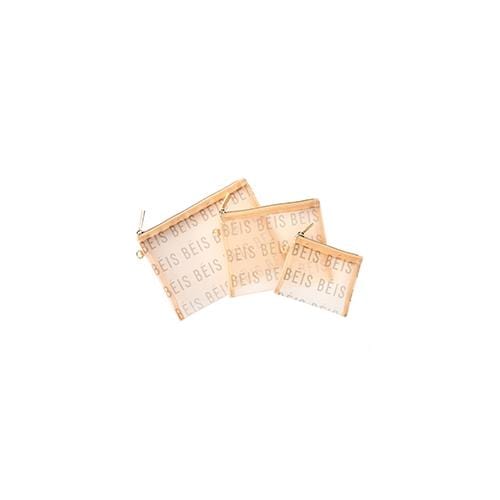 Premium Beige Mesh Pouch Trio Set - Breathable Storage Bags for Travel, Gym & Organizing Jewelry, Makeup & Accessories