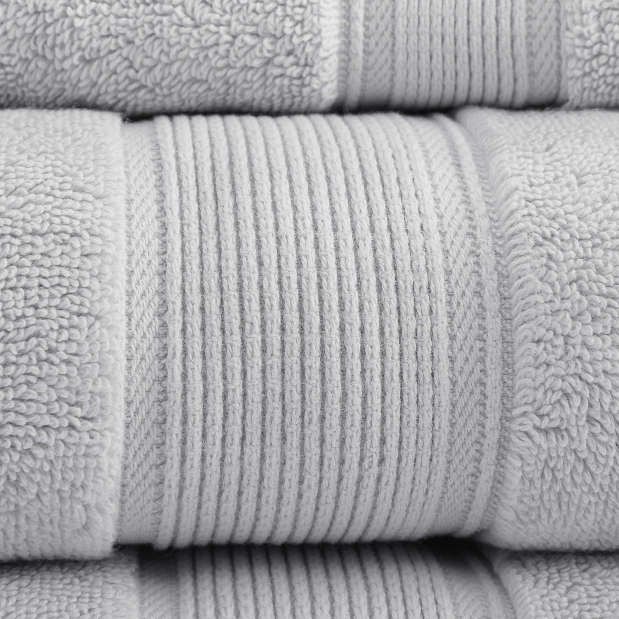 Madison Park Signature 800GSM 100% Cotton Bath Towel Set of 8 - 2 Bath Towels, 2 Hand Towels, 4 Washcloths | Ultra Absorbent, Quick Dry, Spa Quality Luxury Towels for Bathroom & Guest Use | Perfect for Hotels, Spas and Home Bath Essentials (Silver)