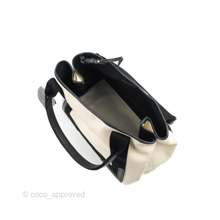 Balenciaga Small Navy Cabas Bag in Off-White Canvas - Stylish & Durable Designer Tote for Women, Perfect for Work, Travel & Everyday Use