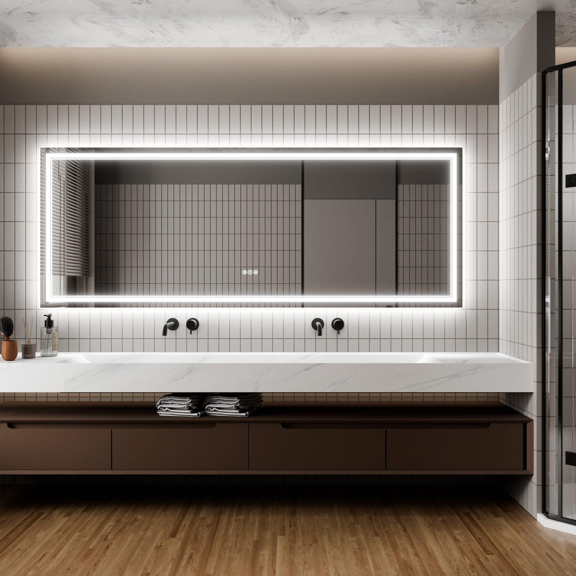 Anti-Fog LED Bathroom Mirror with Dimmable Backlit & Touch Switch - GlareGuard Illuminated Vanity Mirror for Makeup, Shaving & Home Decor