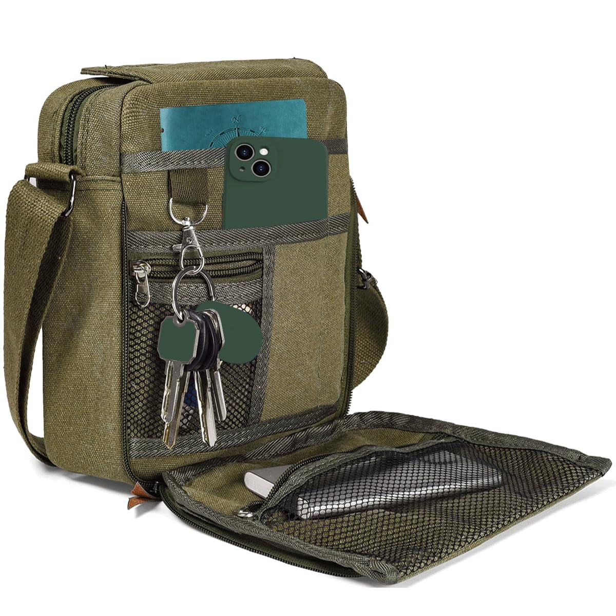 Small Canvas Messenger Bag - Crossbody Chest Shoulder Bag for Men & Women with Multi Pockets | Perfect for Travel, Work & Daily Use