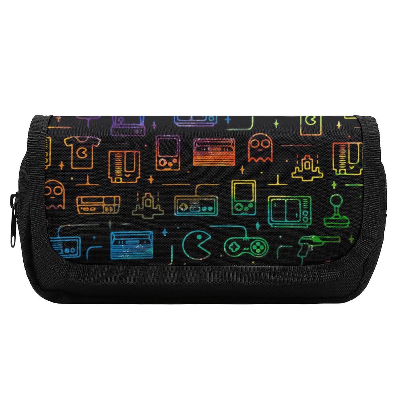Colorful Gaming Pattern Pencil Holder - Cute Zippered Pen Organizer for School, Office & Makeup Storage | Perfect Gift for Christmas & Thanksgiving | Gaming & Anime Themed Stationery Case