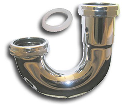 1.5 Inch Chrome Kitchen J Bend Sink Drain Pipe - Durable Stainless Steel Plumbing Fitting for Bathroom & Kitchen Sink Installation (Model: 03-3507)