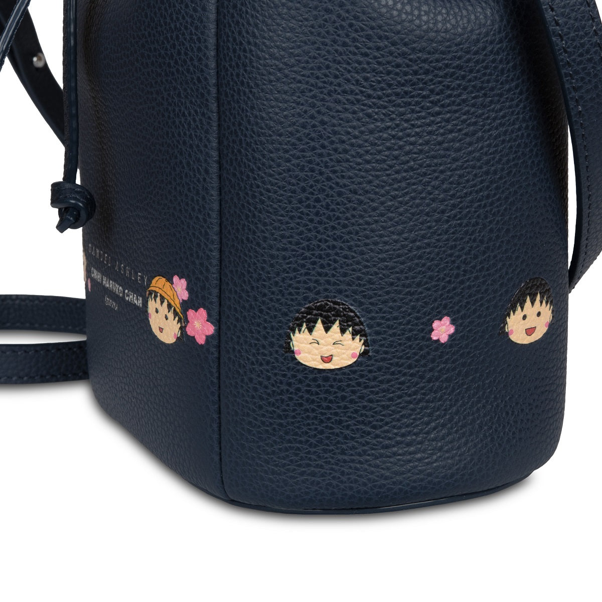Samuel Ashley x Chibi Maruko Chan Genuine Leather Bucket Bag for Women | Cute Anime Crossbody Purse | Perfect for Daily Use, Travel & Cosplay