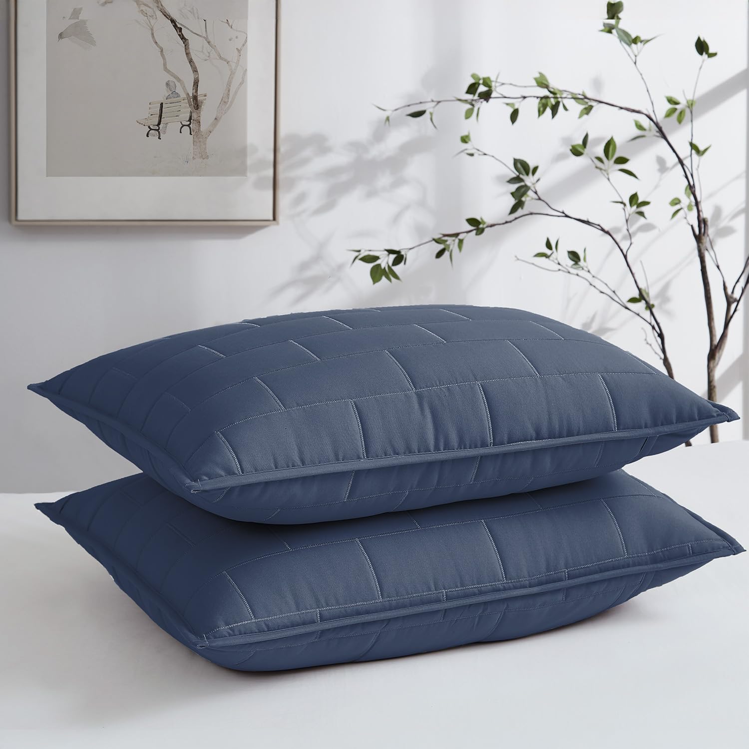 Southshore Fine Living 6-Piece Twin Daybed Comforter Set - Dark Blue Brickyard Pattern with Daybed Cover, 3 Pillow Shams, Bed Skirt & Throw Pillow | Perfect for Guest Rooms, Dorm Rooms & Cozy Reading Nooks