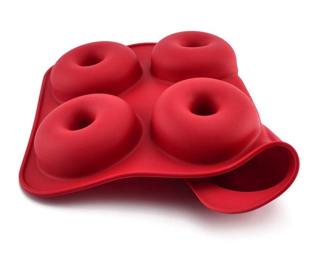 4-Pack Silicone Donut Molds - 6 Cavity Non-Stick Baking Pan for DIY Donuts, Bagels & Muffins - Perfect for Home Baking, Party Desserts & Chocolate Cake Decorations