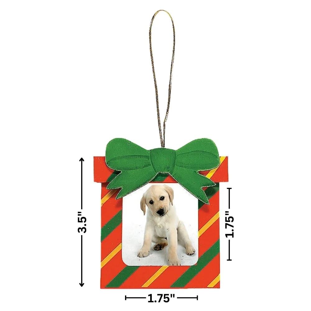 12-Piece Wooden Picture Frame Christmas Ornaments - Handmade Holiday Home Decor for Tree, Gift, and Mantel Display