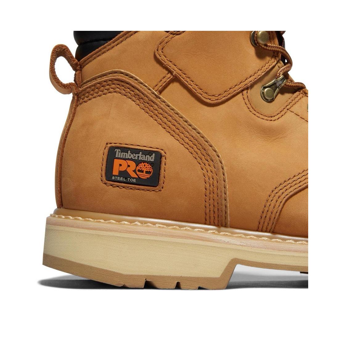 Pit Boss 6 Inch Steel Toe Work Boots for Men - Wheat Brown Safety Shoes - Durable Construction Work Boots for Outdoor, Construction & Heavy Duty Jobs
