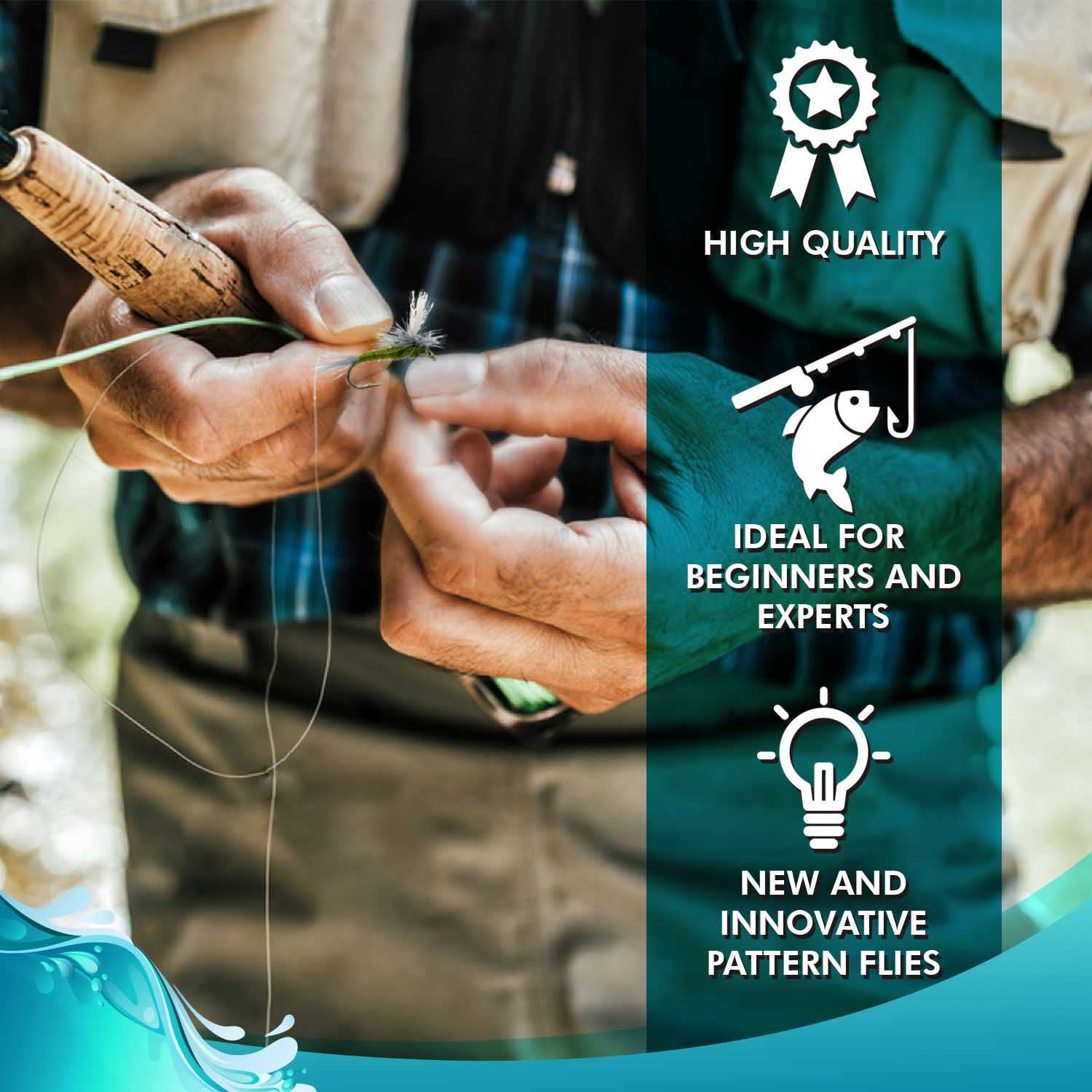 Premium Fly Fishing Flies Kit - 48 Trout Flies in 12 Patterns (Size 12 & 14, 2 Each) with Durable Fly Box | Dry Flies for Trout Fishing | Perfect for Freshwater Streams, Rivers and Lakes