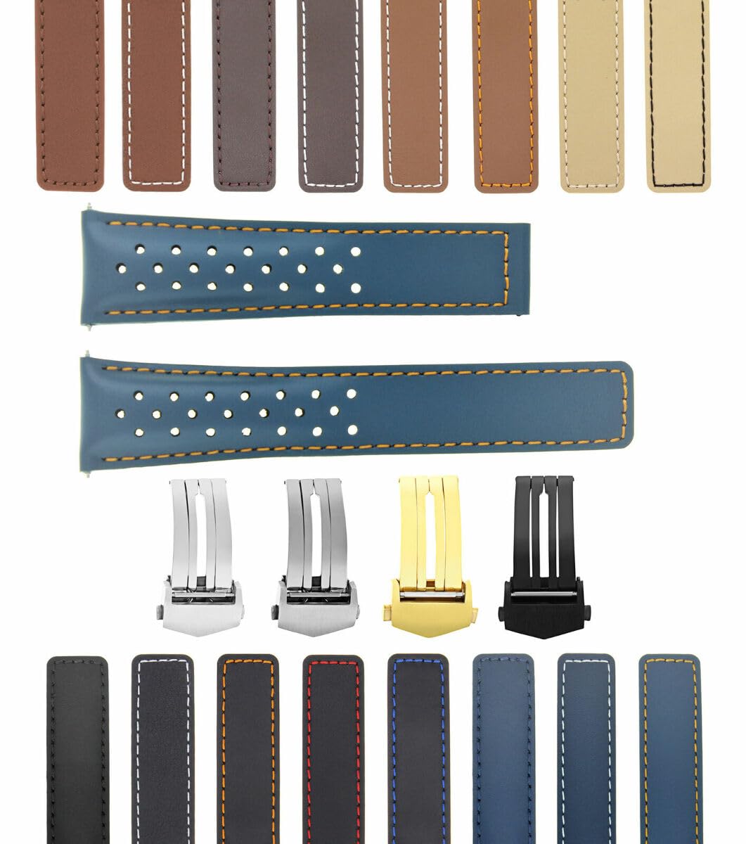 19-22mm Genuine Leather Watch Band Strap Compatible with TAG Heuer Carrera Calibre - Perforated Racing Style for Men - Perfect for Business, Casual & Sports Wear