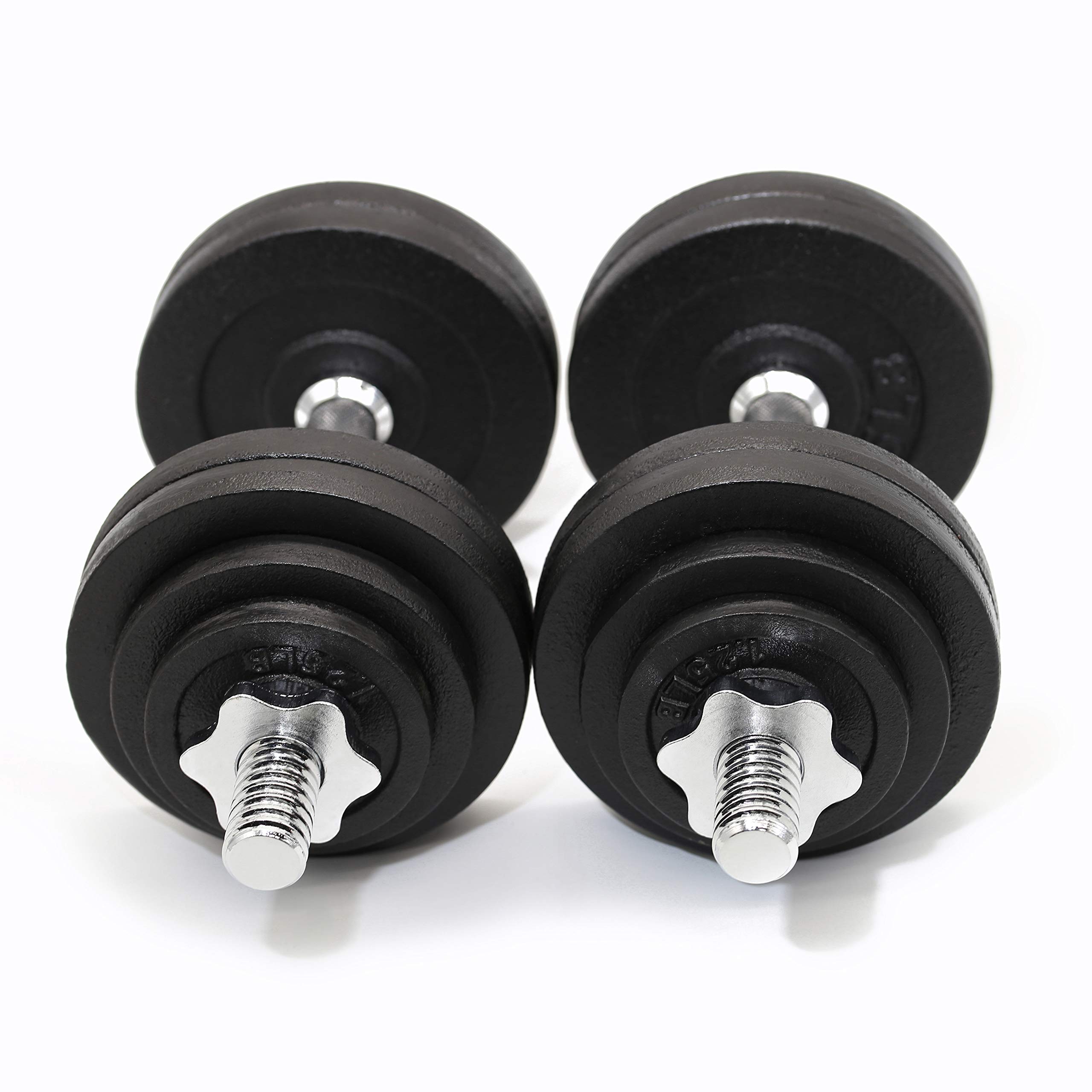 Adjustable Cast Iron Dumbbells 65lbs (2x32.5lbs) Pair - Home Gym Strength Training Equipment for Weight Lifting, Bodybuilding & Fitness Workouts