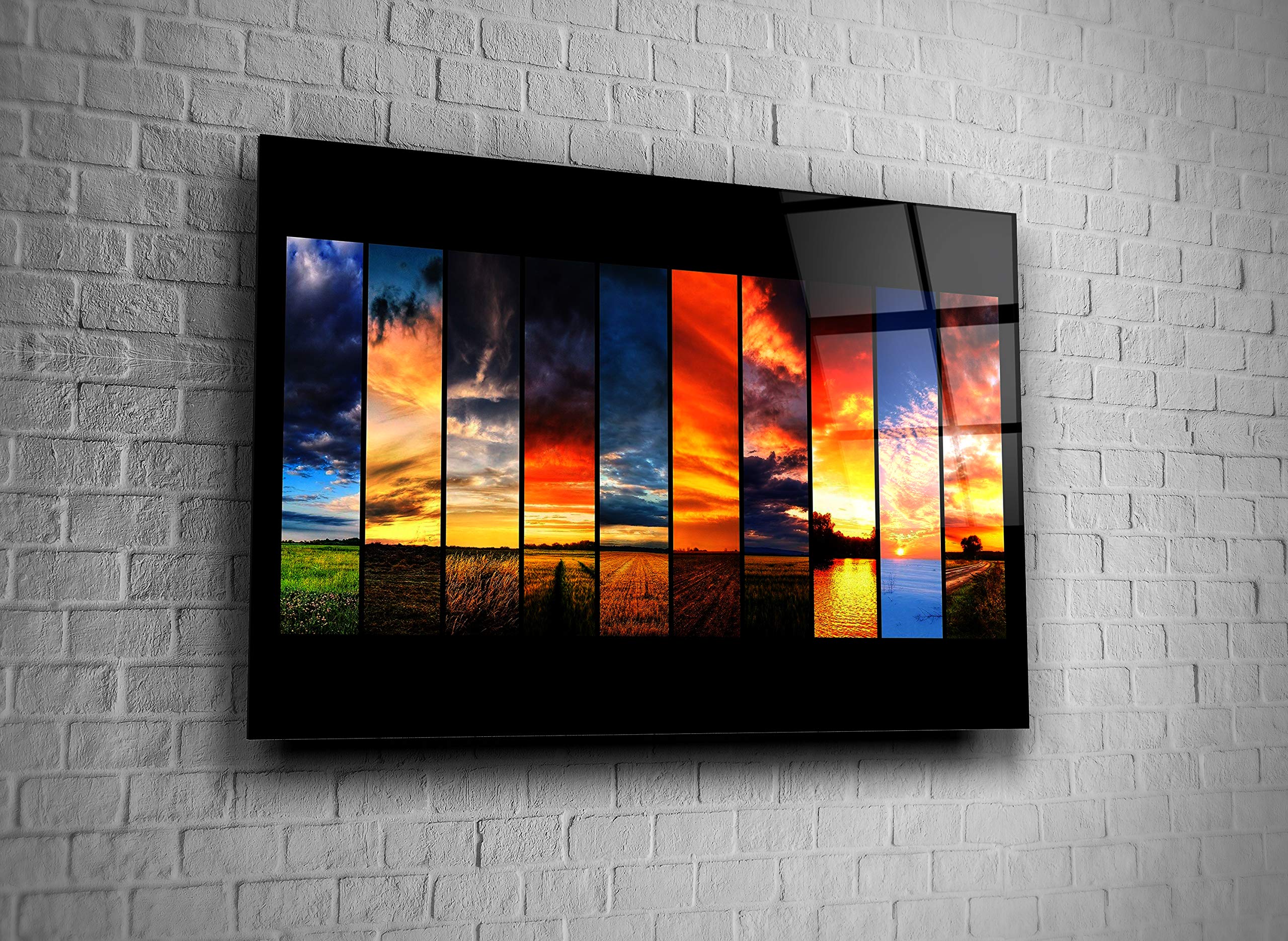 Seasons Nature Print Tempered Glass Wall Art - Elegant Home Decor for Living Room, Bedroom & Office - Luxury Gift Idea
