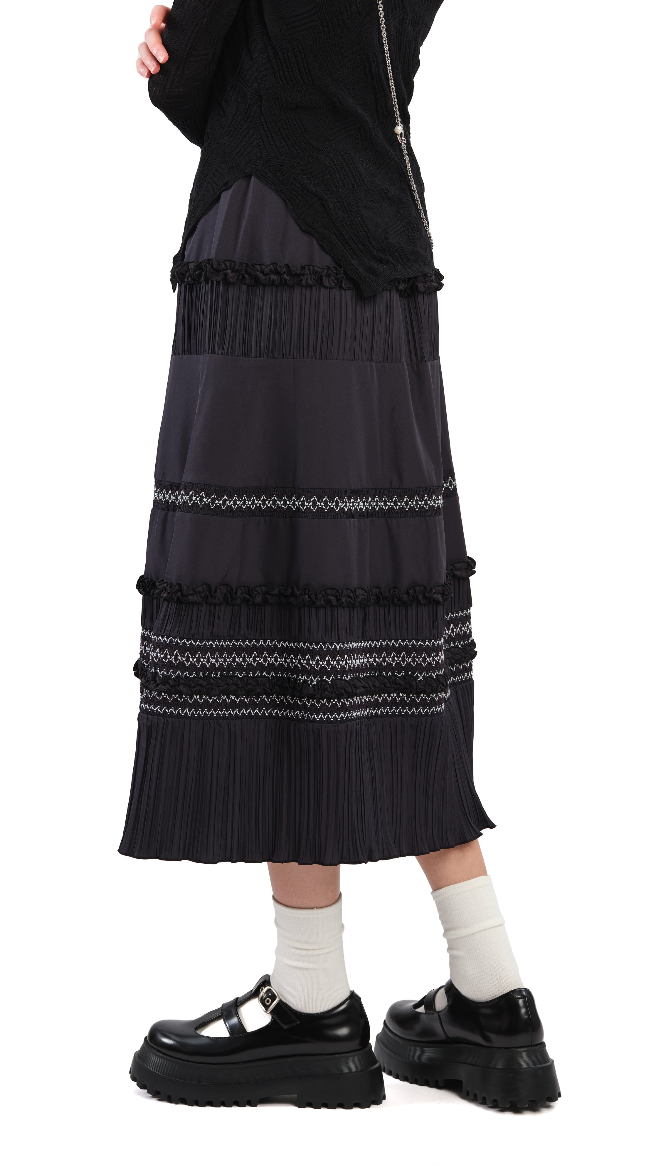 Stylish Smocked Patch Flare Skirt for Women | Boho Chic Midi Skirt with Elastic Waist | Perfect for Summer, Beach, and Casual Outfits