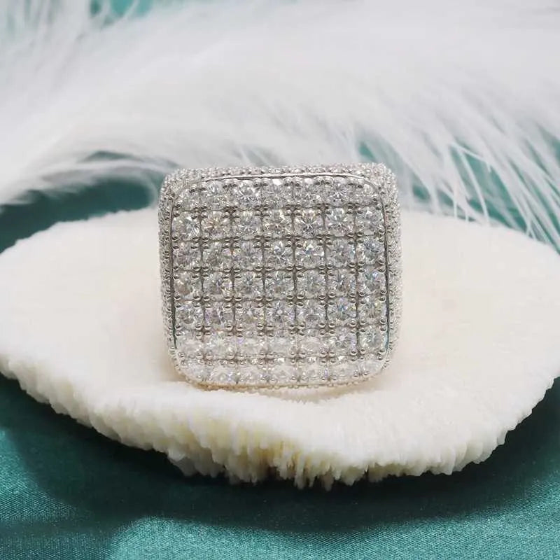 6PCS Hip Hop Iced Out VVS Moissanite Rings 925 Sterling Silver for Men - Luxury Jewelry Gift for Rappers, Performers & Trendsetters (Perfect for Concerts, Parties & Special Occasions)