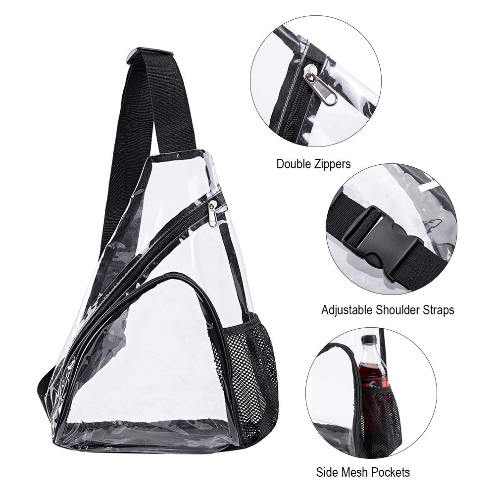 Clear PVC Sling Bag - Stadium Approved Transparent Crossbody Shoulder Backpack for Concerts, Sports Events & Travel | Lightweight & Waterproof