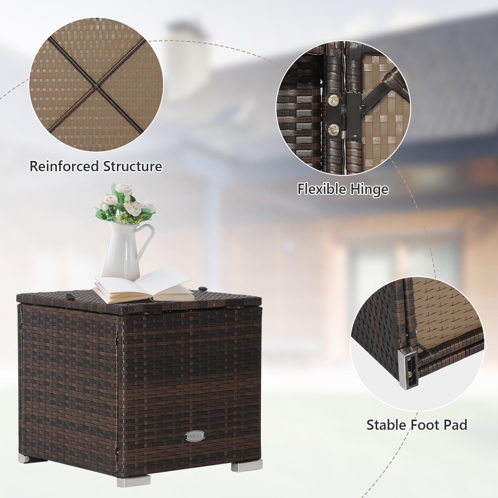 Tangkula 2-Piece PE Rattan Patio Ottoman Set with Removable Cushion & Hidden Storage - Multifunctional Side Table/Seat for Outdoor Living, Backyard, Poolside & Garden (Black) - Perfect for Relaxing, Entertaining & Stylish Storage Solutions