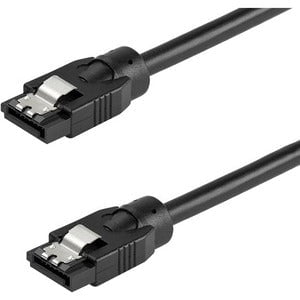 24 Inch (60cm) Round SATA Cable with Latching Connectors - 6Gbps SATA Data Cord & Power Cable for Hard Drives - Black (SATRD60CM) - Perfect for PC Builds, Server Upgrades & External Storage Solutions