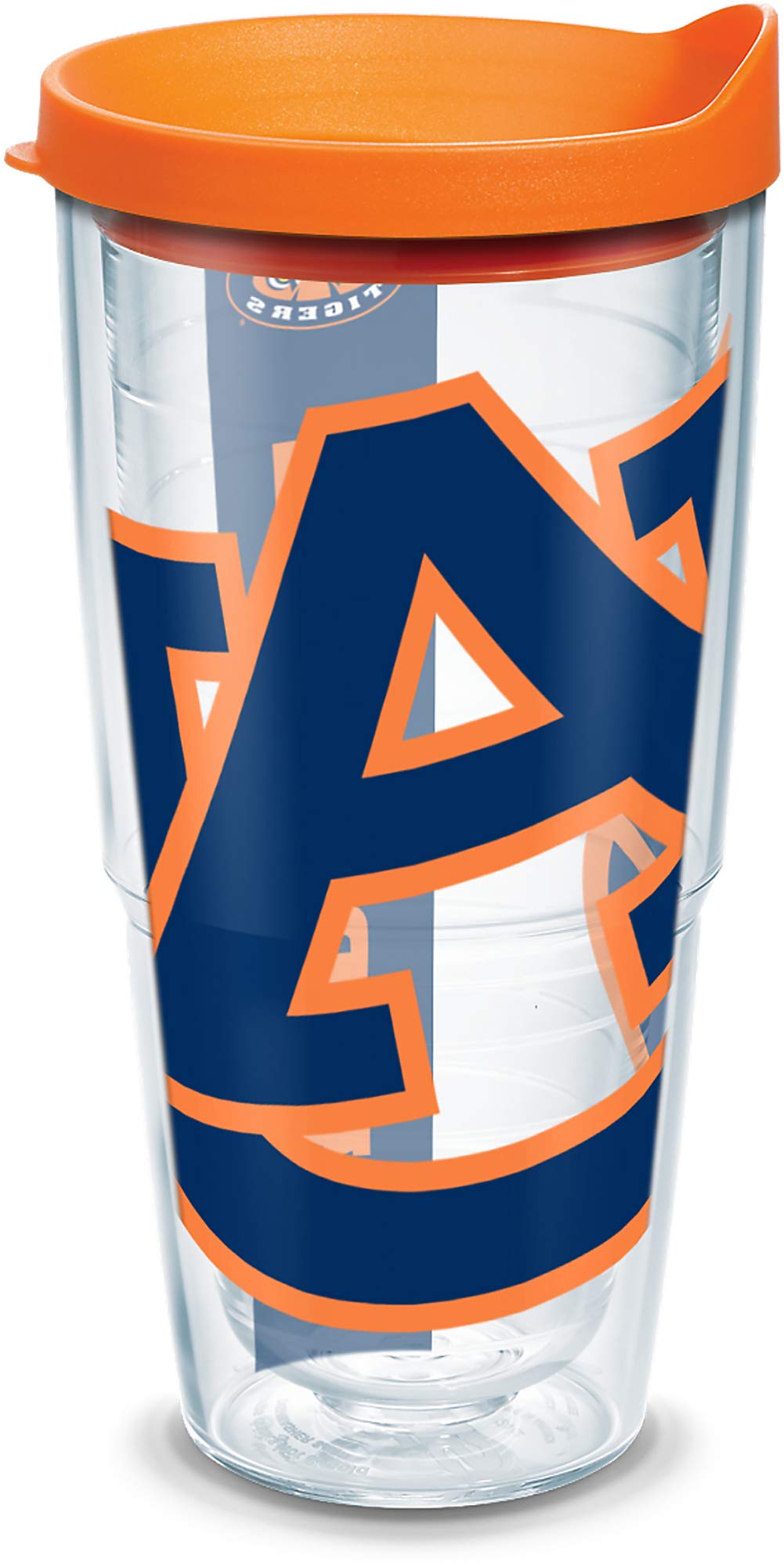Auburn Tigers 24oz Colossal Tumbler with Wrap & Orange Lid - Insulated Clear Travel Mug for Game Day, Office & Outdoor Activities