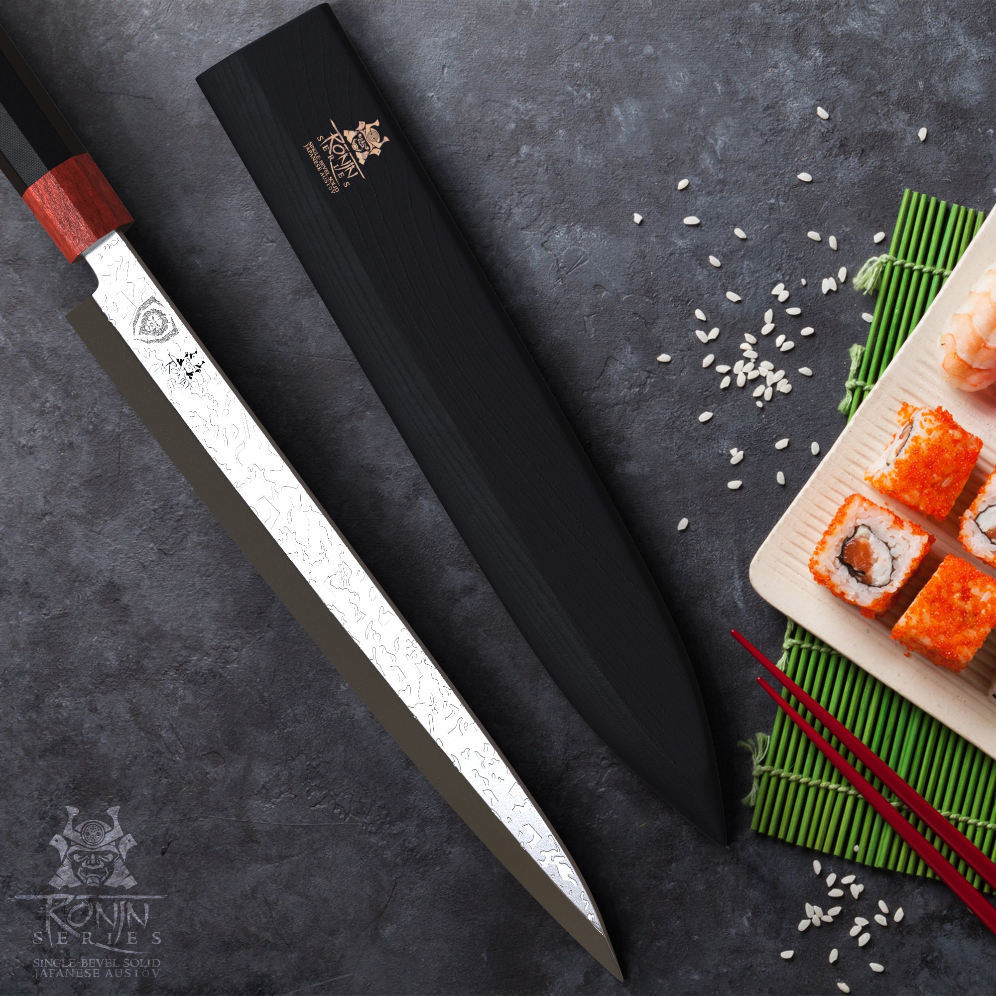 Premium Yanagiba & Sushi Knife 10.5 Inch - Professional Single Bevel Japanese Sashimi Knife - Dalstrong Ronin Series - Perfect for Sushi Chefs & Home Cooking Enthusiasts
