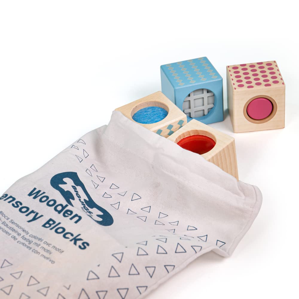 Bigjigs Toys FSC Certified Wooden Sensory Blocks - Natural Wood Building Toys for 1 2 3 Year Olds - Montessori Learning Toys for Toddlers & Babies - Perfect for Early Childhood Development & Sensory Play