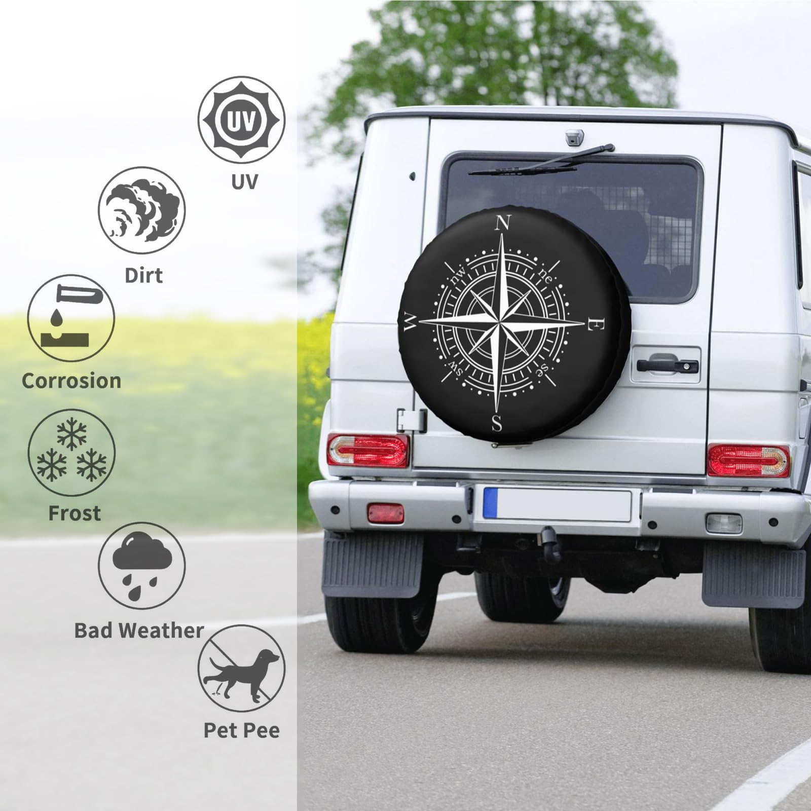 14 Inch Universal Spare Tire Cover - Weatherproof, UV Resistant for Sun Protection - Fits Trailers, RVs, SUVs, Trucks & Campers - Perfect for Outdoor Travel & Off-Road Adventures