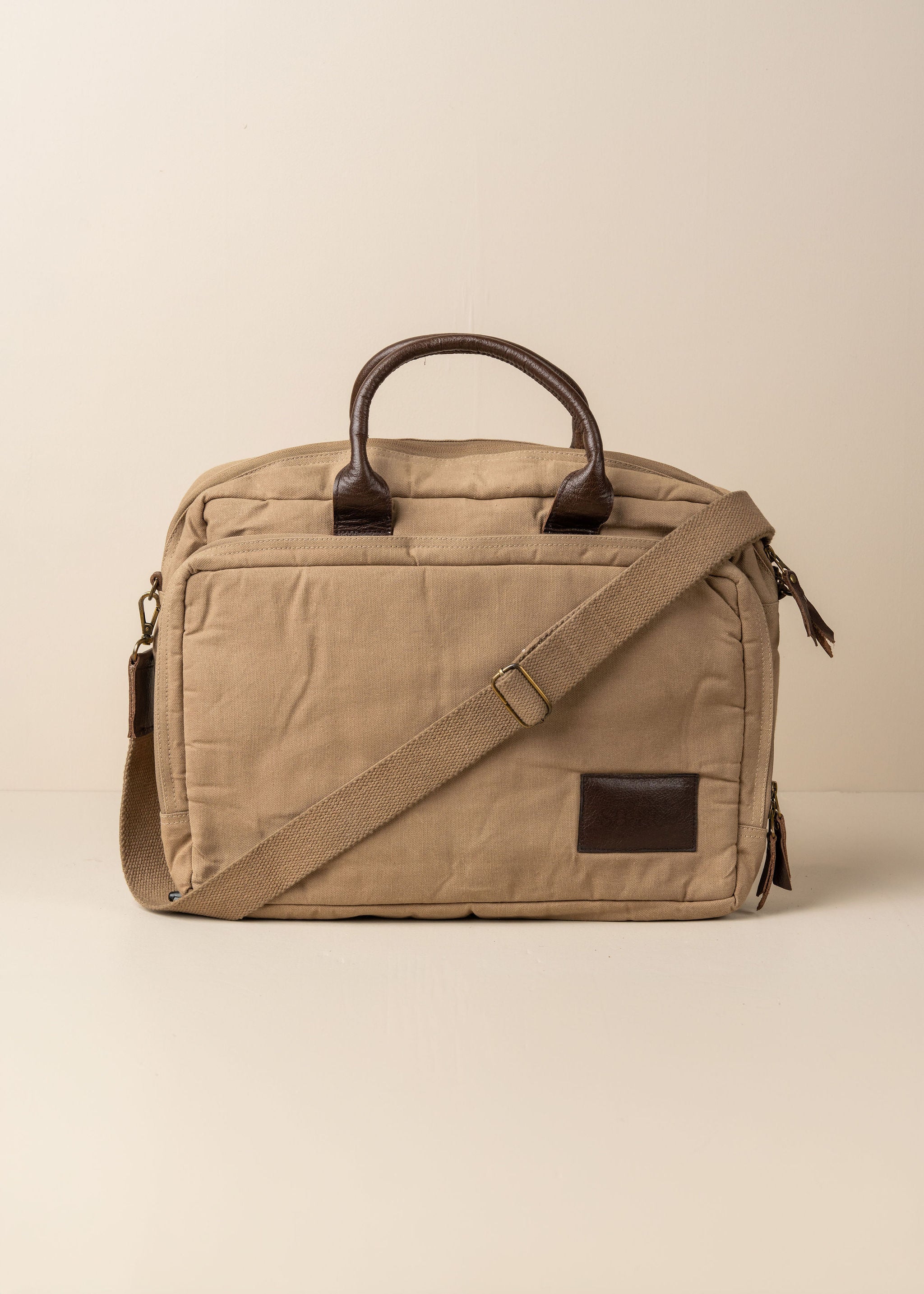 Premium Journey Canvas Laptop Bag for Men & Women - Durable 15.6 Inch Laptop Messenger Bag in Clay Color | Perfect for Work, Travel & College Commute
