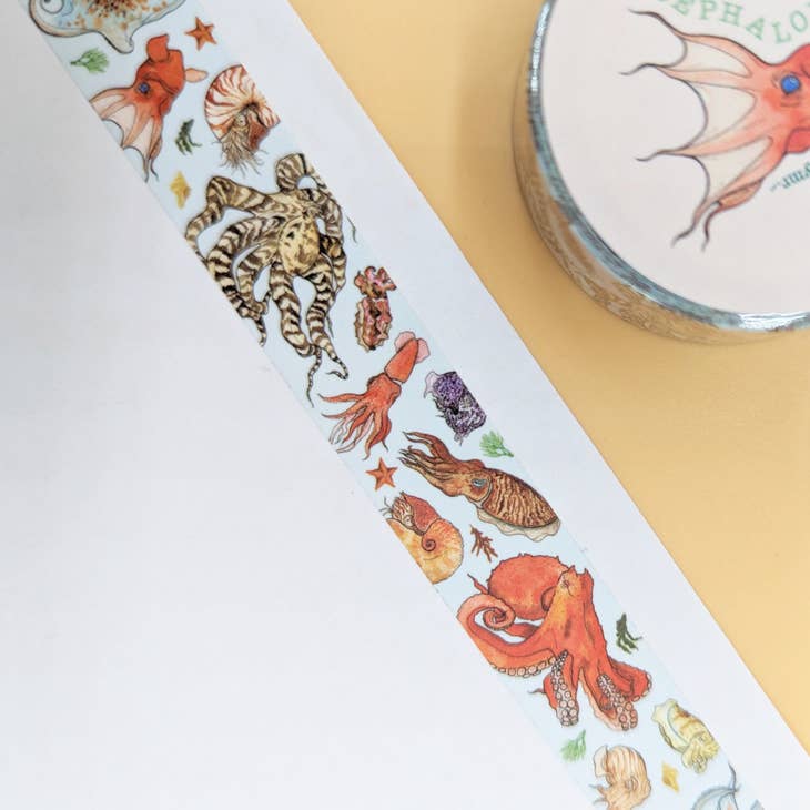 Japanese Washi Tape - Octopus & Cephalopod Design for Scrapbooking, Journaling, DIY Crafts, and Gift Wrapping