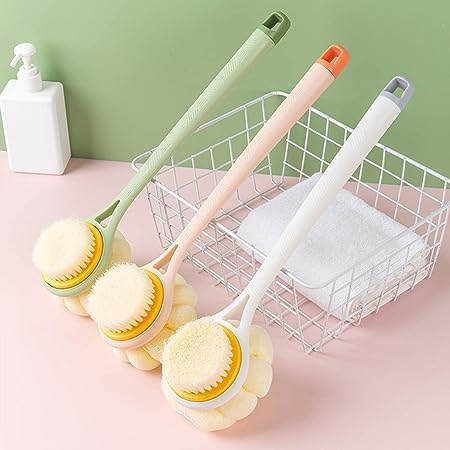 KARTCITY Long Handle Shower Brush with Detachable Head - Exfoliating Body Scrubber for Deep Cleaning, Back Scrubber for Men & Women - Perfect for Bath, Shower and Spa Exfoliation