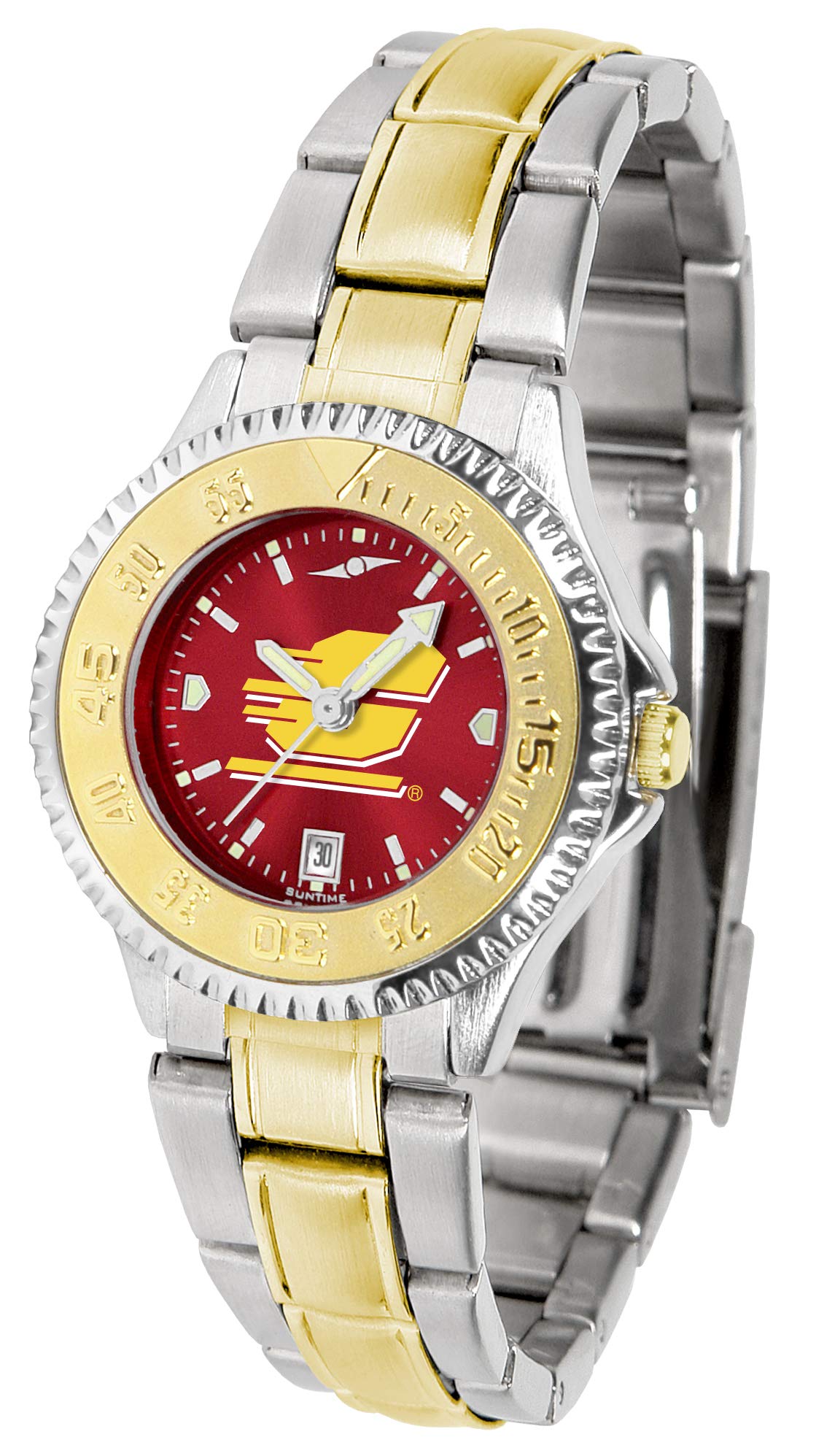 Sun Time Central Michigan Chippewas Women's Competitor Two-Tone Anochrome Watch - Stainless Steel Band - Perfect for Game Days, Campus Life & Everyday Wear