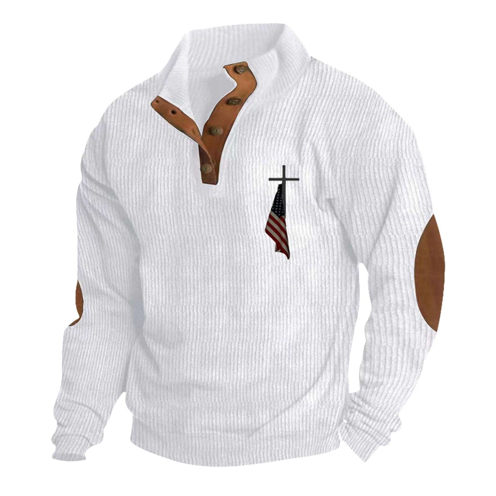 Men's Quarter Zip Waffle Knit Sweatshirt with Stand Collar & Pockets - Breathable Workout Pullover for Gym, Hiking & Casual Wear